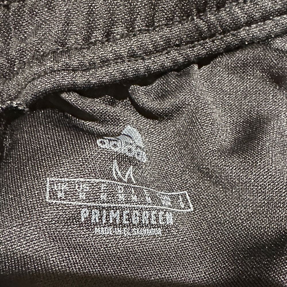 Adidas Mens Black Joggers with Gray Stripes, zipper pockets, tapered - Picture 2 of 4